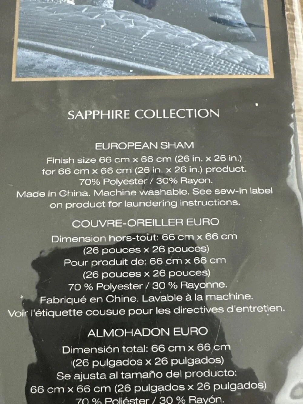 Donna Karan One EURO Sapphire Collection Indigo Blue Designer Pillow Sham NEW